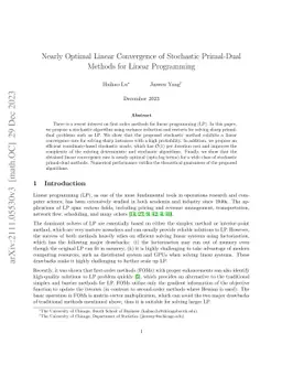 Nearly Optimal Linear Convergence of Stochastic Primal-Dual Methods for
  Linear Programming