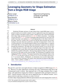 Leveraging Geometry for Shape Estimation from a Single RGB Image