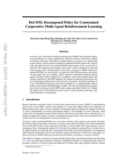 DeCOM: Decomposed Policy for Constrained Cooperative Multi-Agent
  Reinforcement Learning