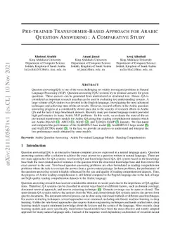 Pre-trained Transformer-Based Approach for Arabic Question Answering : A Comparative Study