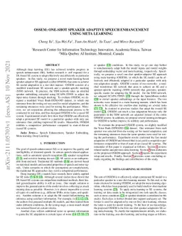 OSSEM: one-shot speaker adaptive speech enhancement using meta learning