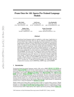 Prune Once for All: Sparse Pre-Trained Language Models