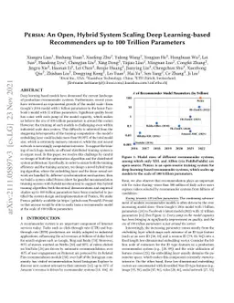 Persia: An Open, Hybrid System Scaling Deep Learning-based Recommenders
  up to 100 Trillion Parameters