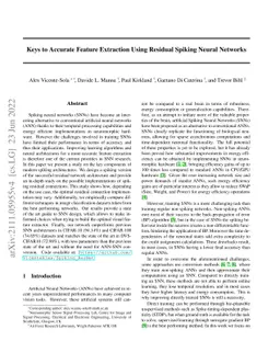 Keys to Accurate Feature Extraction Using Residual Spiking Neural
  Networks