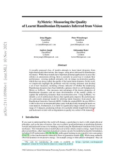 SyMetric: Measuring the Quality of Learnt Hamiltonian Dynamics Inferred
  from Vision