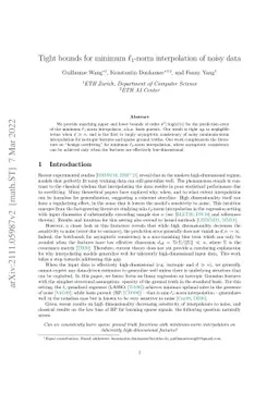 Tight bounds for minimum l1-norm interpolation of noisy data