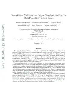 Near-Optimal No-Regret Learning for Correlated Equilibria in
  Multi-Player General-Sum Games