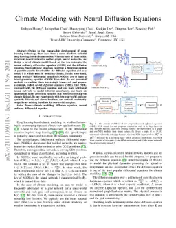 Climate Modeling with Neural Diffusion Equations