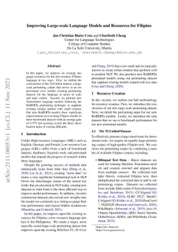 Improving Large-scale Language Models and Resources for Filipino