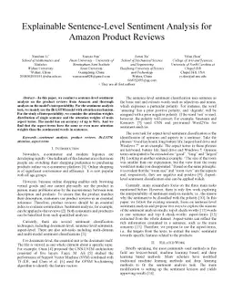Explainable Sentence-Level Sentiment Analysis for Amazon Product Reviews