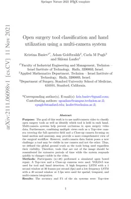Open surgery tool classification and hand utilization using a
  multi-camera system