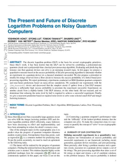 The Present and Future of Discrete Logarithm Problems on Noisy Quantum
  Computers