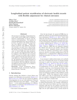 Longitudinal patient stratification of electronic health records with
  flexible adjustment for clinical outcomes