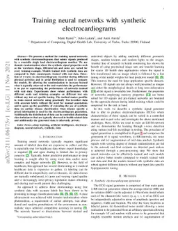 Training neural networks with synthetic electrocardiograms