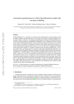 Uncertainty quantification of a three-dimensional in-stent restenosis
  model with surrogate modelling