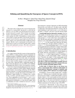 Defining and Quantifying the Emergence of Sparse Concepts in DNNs