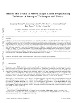 Branch and Bound in Mixed Integer Linear Programming Problems: A Survey
  of Techniques and Trends