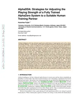 AlphaDDA: Strategies for Adjusting the Playing Strength of a Fully
  Trained AlphaZero System to a Suitable Human Training Partner