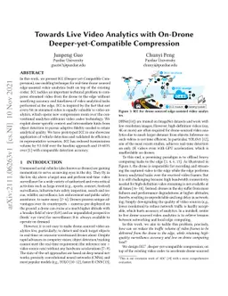 Towards Live Video Analytics with On-Drone Deeper-yet-Compatible
  Compression