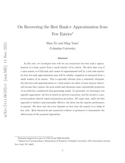 On Recovering the Best Rank-r Approximation from Few Entries