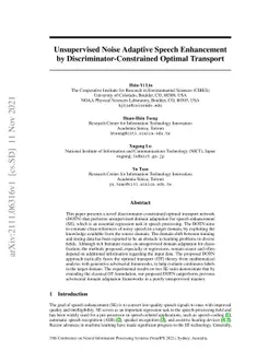 Unsupervised Noise Adaptive Speech Enhancement by
  Discriminator-Constrained Optimal Transport