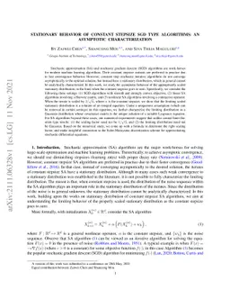 Stationary Behavior of Constant Stepsize SGD Type Algorithms: An
  Asymptotic Characterization