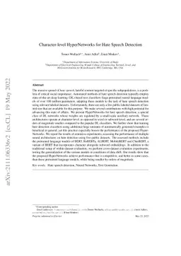 Character-level HyperNetworks for Hate Speech Detection
