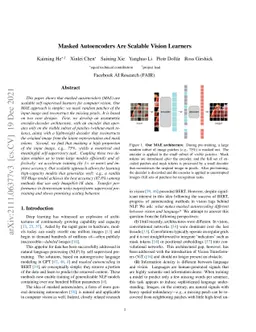 Masked Autoencoders Are Scalable Vision Learners