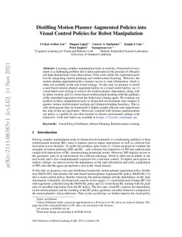 Distilling Motion Planner Augmented Policies into Visual Control
  Policies for Robot Manipulation