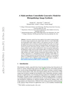 A Multi-attribute Controllable Generative Model for Histopathology Image
  Synthesis