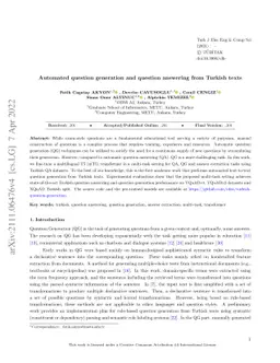 Automated question generation and question answering from Turkish texts
