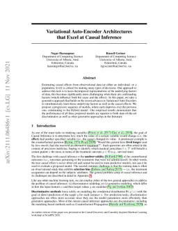 Variational Auto-Encoder Architectures that Excel at Causal Inference