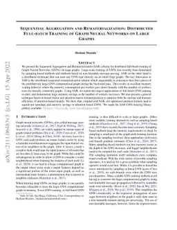 Sequential Aggregation and Rematerialization: Distributed Full-batch
  Training of Graph Neural Networks on Large Graphs