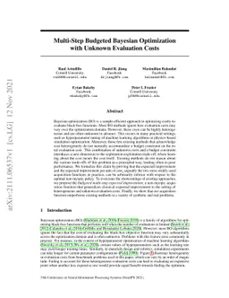Multi-Step Budgeted Bayesian Optimization with Unknown Evaluation Costs