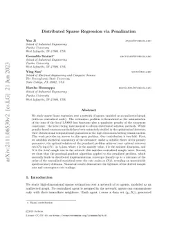 Distributed Sparse Regression via Penalization