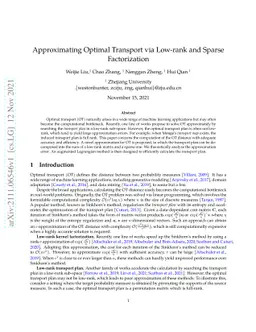 Approximating Optimal Transport via Low-rank and Sparse Factorization