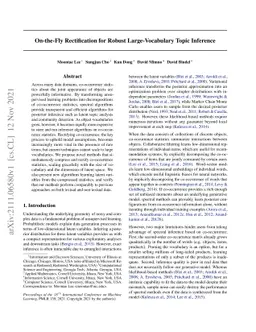 On-the-Fly Rectification for Robust Large-Vocabulary Topic Inference
