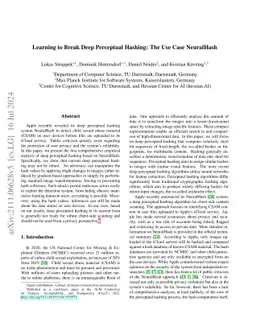 Learning to Break Deep Perceptual Hashing: The Use Case NeuralHash