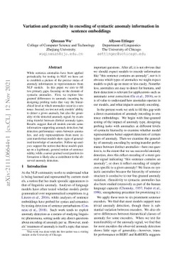 Variation and generality in encoding of syntactic anomaly information in
  sentence embeddings