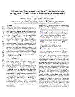 Speaker and Time-aware Joint Contextual Learning for Dialogue-act
  Classification in Counselling Conversations