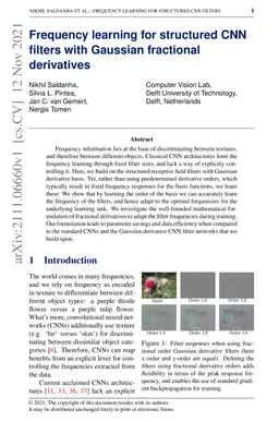 Frequency learning for structured CNN filters with Gaussian fractional
  derivatives
