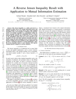 A Reverse Jensen Inequality Result with Application to Mutual
  Information Estimation
