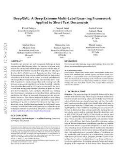 DeepXML: A Deep Extreme Multi-Label Learning Framework Applied to Short
  Text Documents
