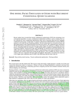 One model Packs Thousands of Items with Recurrent Conditional Query
  Learning