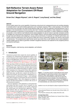 Self-Reflective Terrain-Aware Robot Adaptation for Consistent Off-Road
  Ground Navigation
