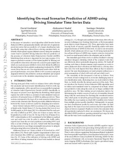 Identifying On-road Scenarios Predictive of ADHD usingDriving Simulator
  Time Series Data