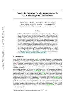Deceive D: Adaptive Pseudo Augmentation for GAN Training with Limited
  Data