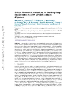 Silicon Photonic Architecture for Training Deep Neural Networks with
  Direct Feedback Alignment