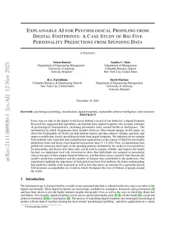 Explainable AI for Psychological Profiling from Digital Footprints: A
  Case Study of Big Five Personality Predictions from Spending Data