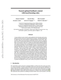 Neural optimal feedback control with local learning rules